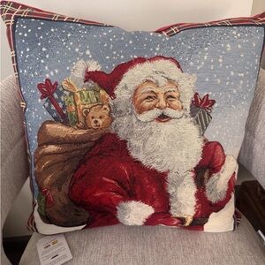 Santa Claus sack Caldeira Design Tapestry  vintage  Christmas Throw Pillow 18x18